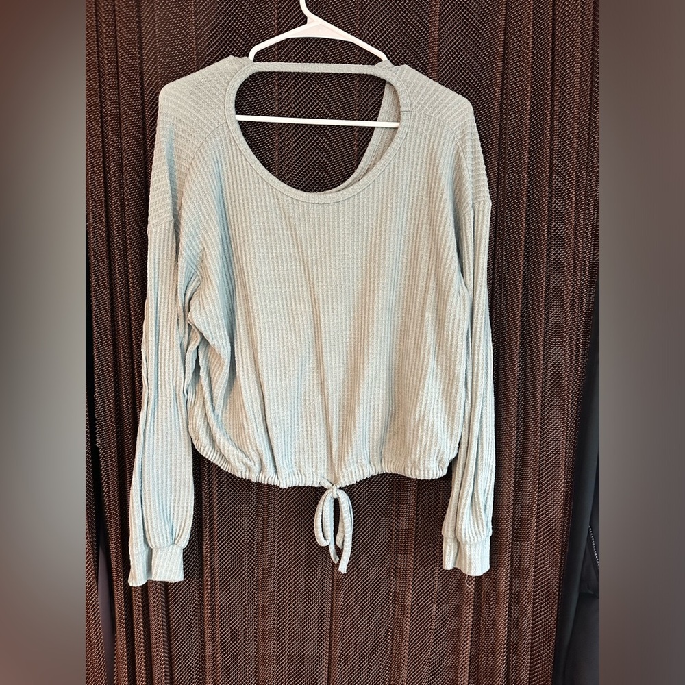 Hollister Blue Ribbed Cropped Sweater